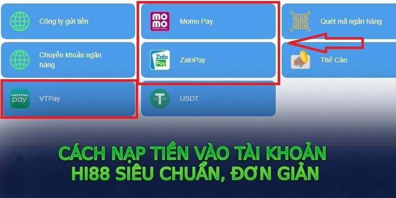 Nạp tiền Hi88 qua ví điện tử